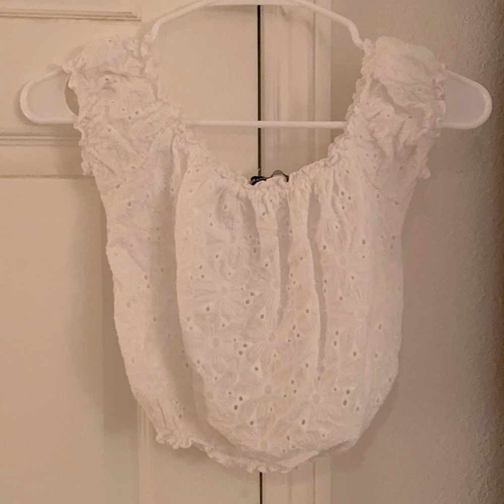 Brandy Melville white cropped off the shoulder top